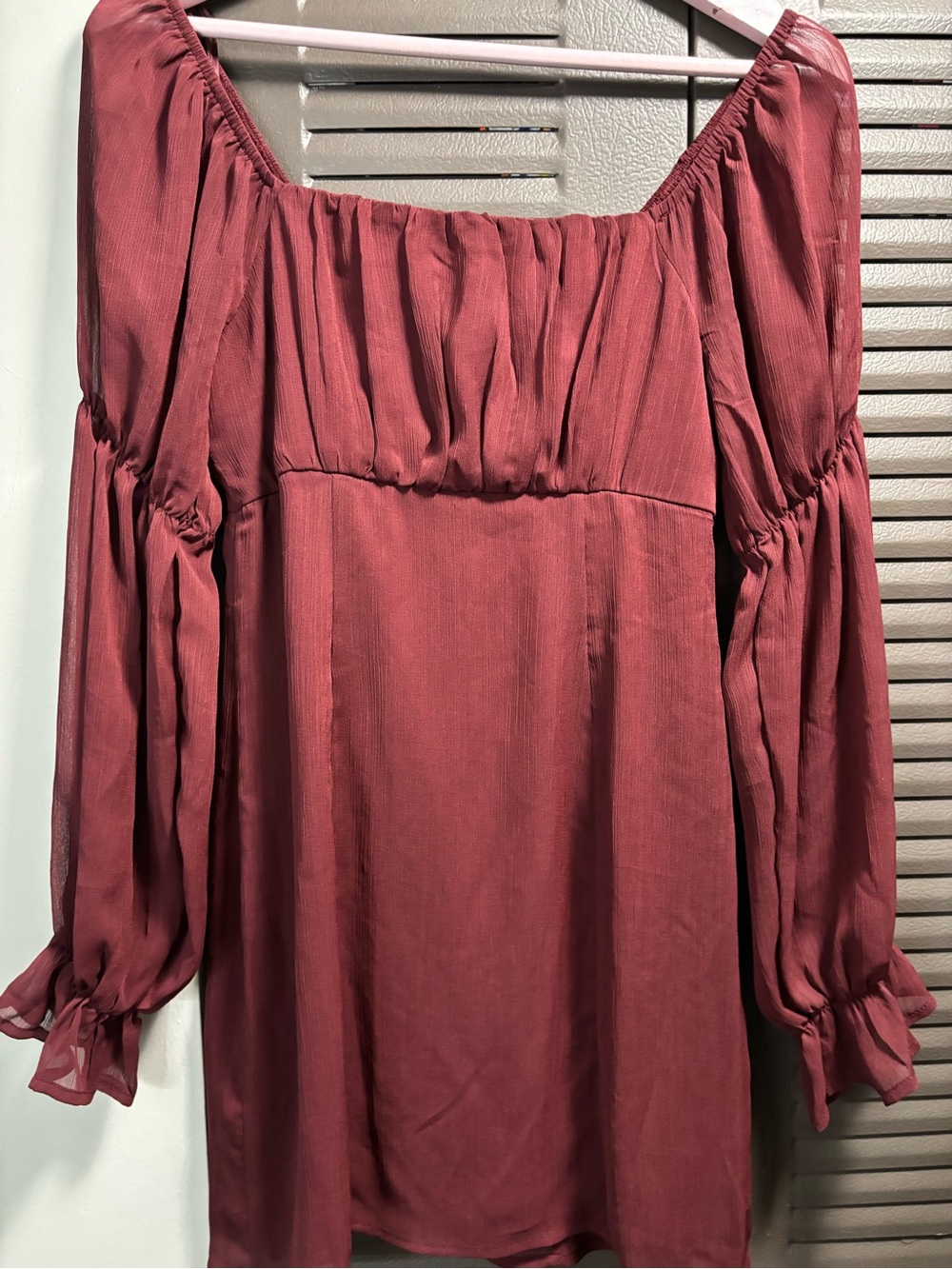 Francesca's Burgundy Textured Peasant Top